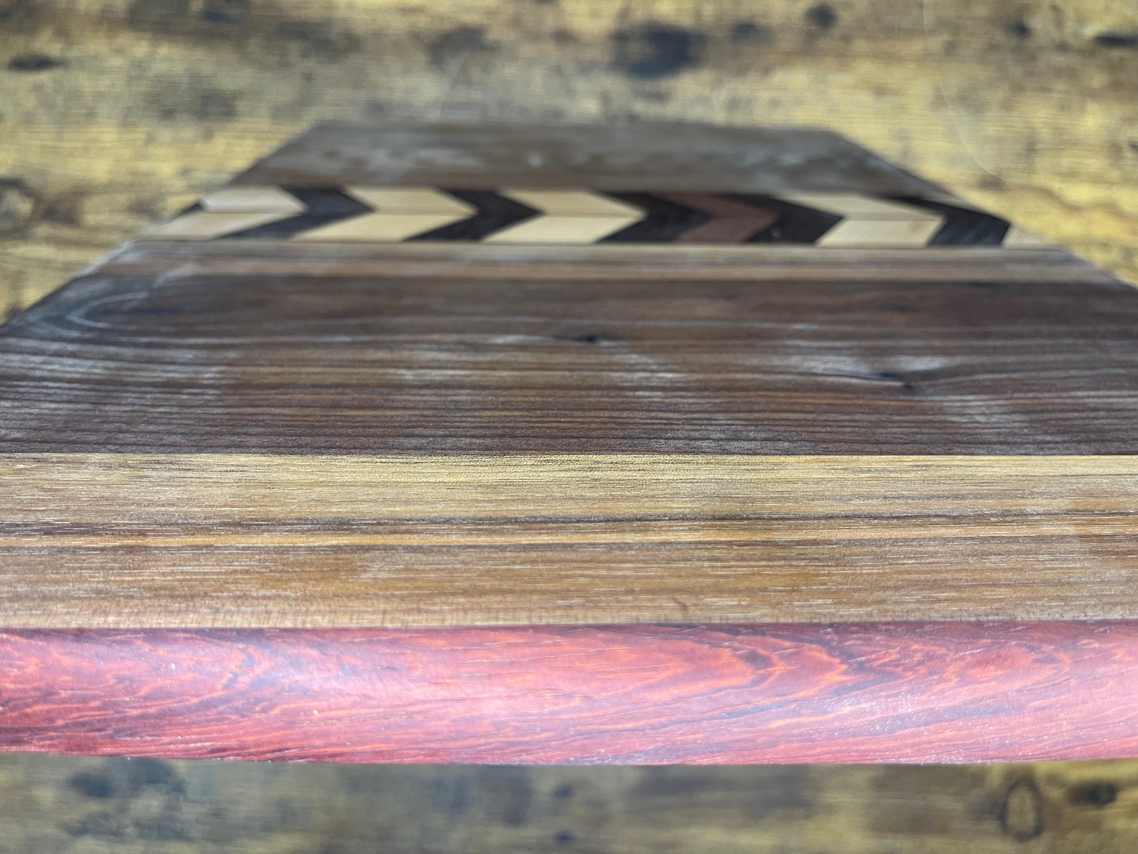 Large walnut cutting board - Chevron design face grain board