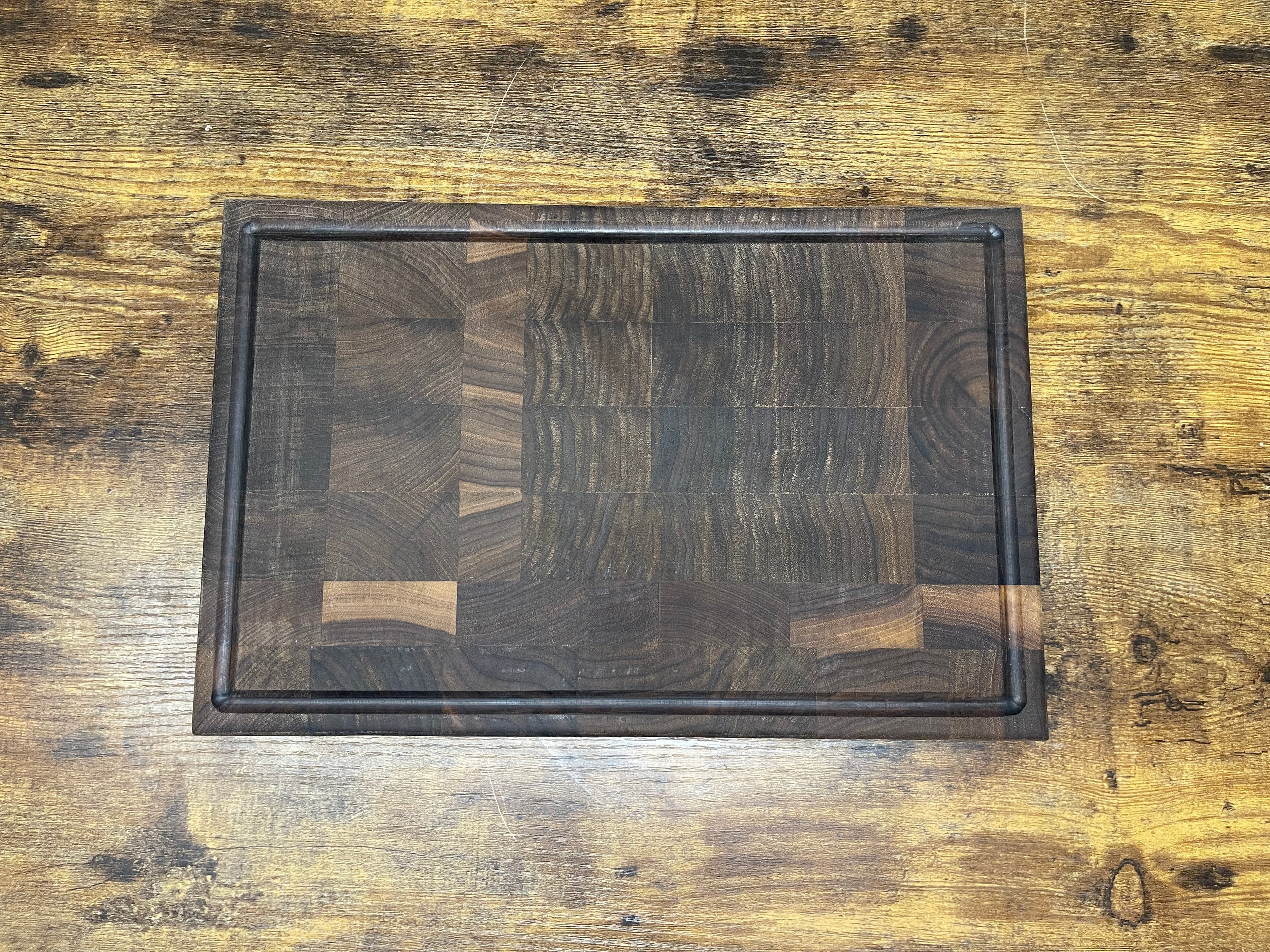 Large walnut cutting board with juice groove -  Durable butcher block for cutting meats