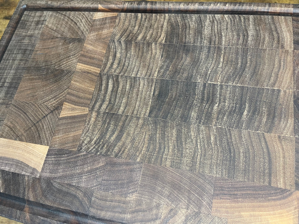 Large walnut cutting board with juice groove -  Durable butcher block for cutting meats
